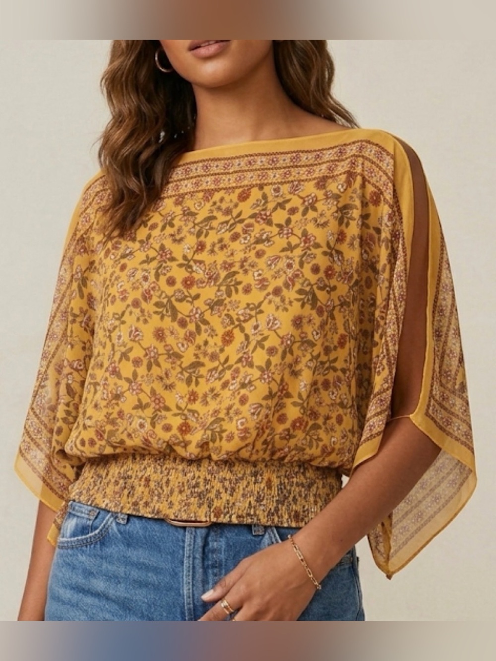 Max Studio Chiffon Kimono Blouse, Size M